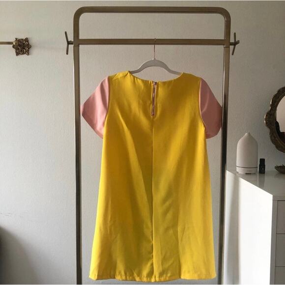 NWOT BlOGGER Fav SHEIN Pink, Yellow, Gray colorblocked dress - Picture 5 of 12